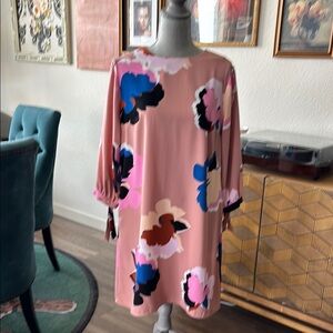 A New Day Pink Sheath Dress 3/4 Sleeve Crew Neck